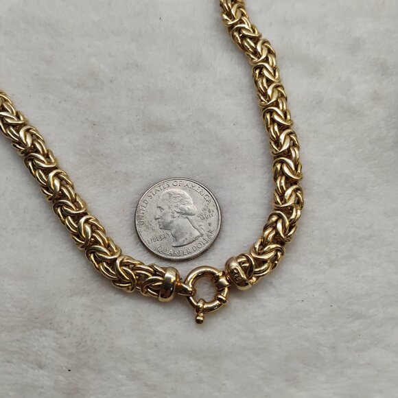 Vintage Silver Byzantine Large Necklace Italy .925 Sterling 20" Gold Tone Chain - Picture 12 of 12